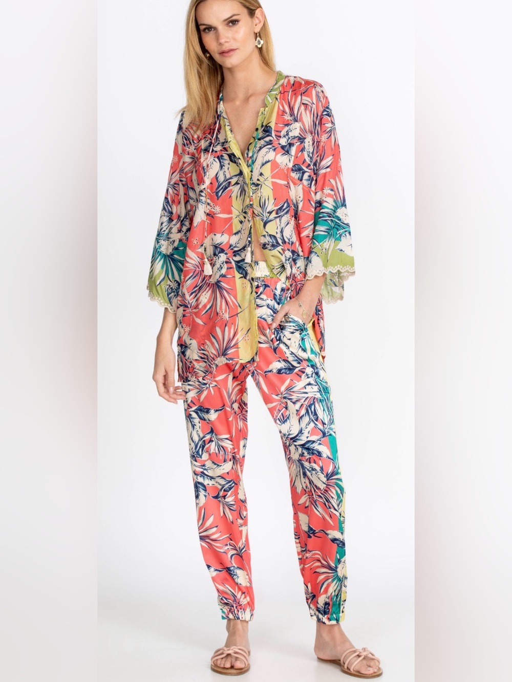 Johnny Was Kygo Zaria Silk Tropical print 2pc Set